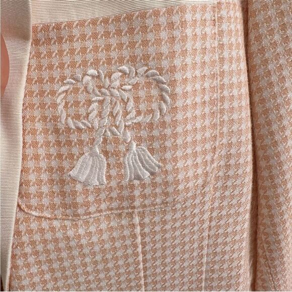 RARE Christian Dior 80's Vintage Pink Houndstooth Two Piece Skirt Blazer Set S - Picture 9 of 15